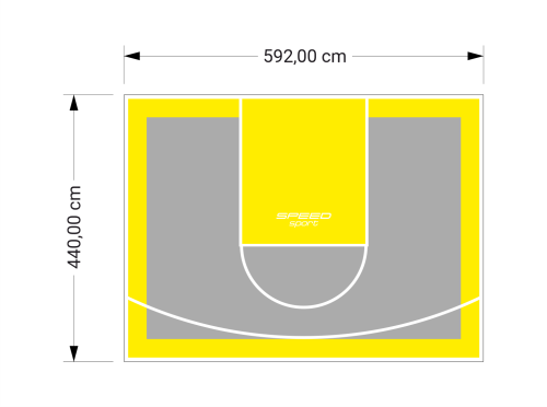 26M2/440X592CM SZARO-ŻÓŁTE BOISKO DO KOSZYKÓWKI SPEEDSPORT HEXA POWER PRO