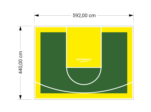 26M2/440X592CM ZIELONO-ŻÓŁTE BOISKO DO KOSZYKÓWKI SPEEDSPORT HEXA POWER PRO