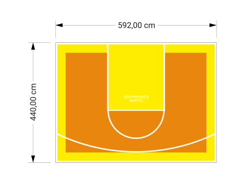 26M2/440X592CM POMARAŃCZOWO-ŻÓŁTE BOISKO DO KOSZYKÓWKI SPEEDSPORT HEXA POWER PRO