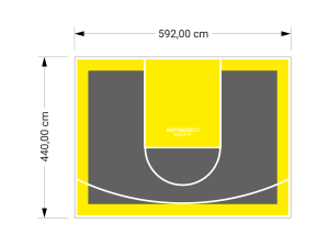 26M2/440X592CM GRAFITOWO-ŻÓŁTE BOISKO DO KOSZYKÓWKI SPEEDSPORT HEXA POWER PRO