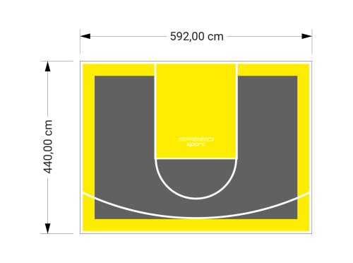 26M2/440X592CM GRAFITOWO-ŻÓŁTE BOISKO DO KOSZYKÓWKI SPEEDSPORT HEXA POWER PRO