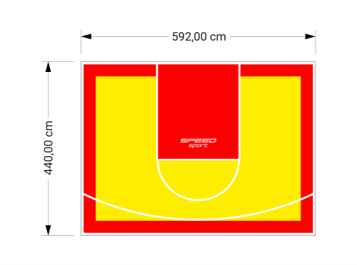 26M2/440X592CM ŻÓŁTO-CZERWONE BOISKO DO KOSZYKÓWKI SPEEDSPORT HEXA POWER PRO