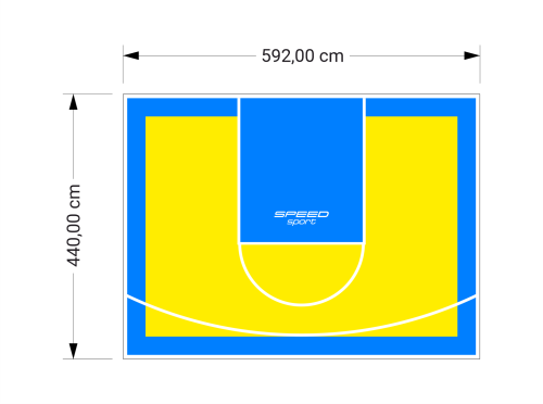 26M2/440X592CM ŻÓŁTO-BŁĘKITNE BOISKO DO KOSZYKÓWKI SPEEDSPORT HEXA POWER PRO
