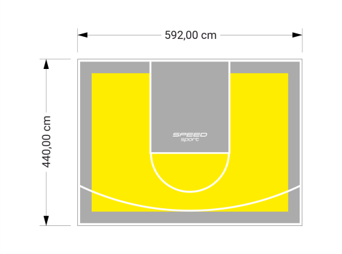 26M2/440X592CM ŻÓŁTO-SZARE BOISKO DO KOSZYKÓWKI SPEEDSPORT HEXA POWER PRO