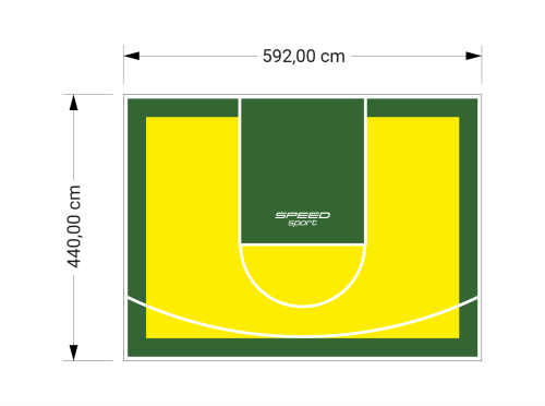 26M2/440X592CM ŻÓŁTO-ZIELONE BOISKO DO KOSZYKÓWKI SPEEDSPORT HEXA POWER PRO