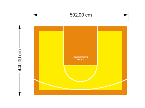 26M2/440X592CM ŻÓŁTO-POMARAŃCZOWE BOISKO DO KOSZYKÓWKI SPEEDSPORT HEXA POWER PRO