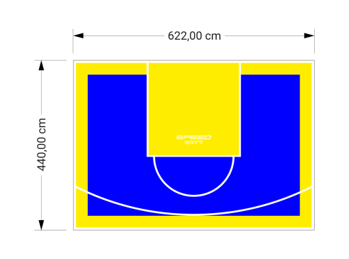 27M2/440X622CM NIEBIESKO-ŻÓŁTE BOISKO DO KOSZYKÓWKI SPEEDSPORT HEXA POWER PRO