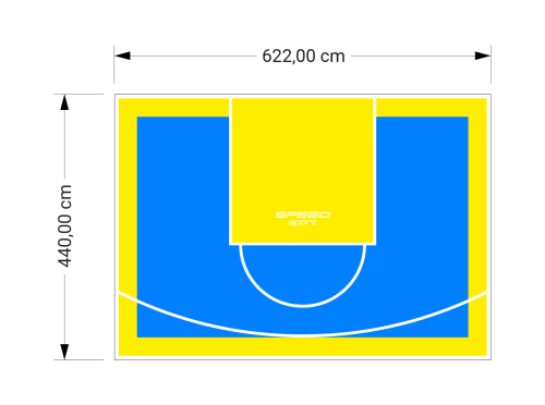 27M2/440X622CM BŁĘKITNO-ŻÓŁTE BOISKO DO KOSZYKÓWKI SPEEDSPORT HEXA POWER PRO