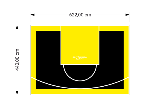 27M2/440X622CM CZARNO-ŻÓŁTE BOISKO DO KOSZYKÓWKI SPEEDSPORT HEXA POWER PRO