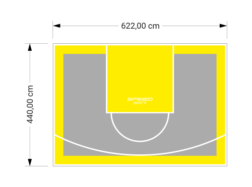 27M2/440X622CM SZARO-ŻÓŁTE BOISKO DO KOSZYKÓWKI SPEEDSPORT HEXA POWER PRO
