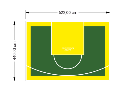 27M2/440X622CM ZIELONO-ŻÓŁTE BOISKO DO KOSZYKÓWKI SPEEDSPORT HEXA POWER PRO