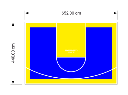 29M2/440X652CM NIEBIESKO-ŻÓŁTE BOISKO DO KOSZYKÓWKI SPEEDSPORT HEXA POWER PRO