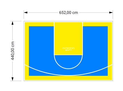 29M2/440X652CM BŁĘKITNO-ŻÓŁTE BOISKO DO KOSZYKÓWKI SPEEDSPORT HEXA POWER PRO