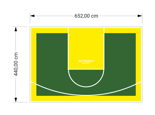 29M2/440X652CM ZIELONO-ŻÓŁTE BOISKO DO KOSZYKÓWKI SPEEDSPORT HEXA POWER PRO