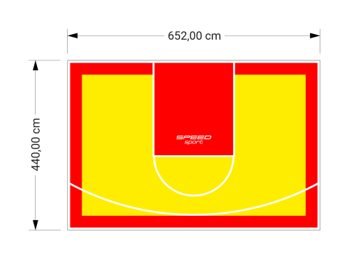 29M2/440X652CM ŻÓŁTO-CZERWONE BOISKO DO KOSZYKÓWKI SPEEDSPORT HEXA POWER PRO