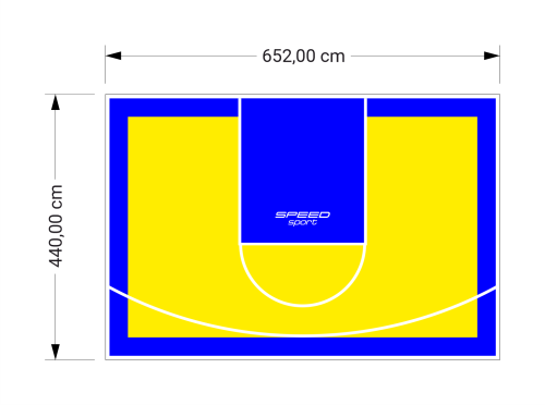 29M2/440X652CM ŻÓŁTO-NIEBIESKIE BOISKO DO KOSZYKÓWKI SPEEDSPORT HEXA POWER PRO