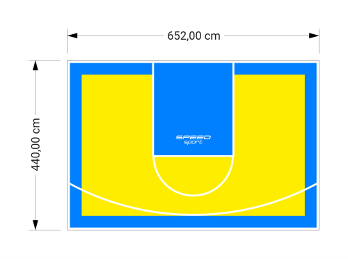 29M2/440X652CM ŻÓŁTO-BŁĘKITNE BOISKO DO KOSZYKÓWKI SPEEDSPORT HEXA POWER PRO