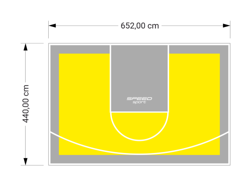 29M2/440X652CM ŻÓŁTO-SZARE BOISKO DO KOSZYKÓWKI SPEEDSPORT HEXA POWER PRO