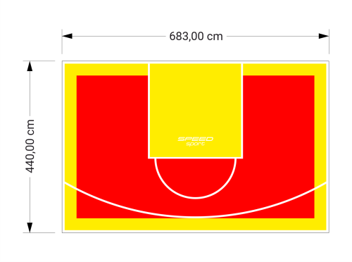 30M2/440X683CM CZERWONO-ŻÓŁTE BOISKO DO KOSZYKÓWKI SPEEDSPORT HEXA POWER PRO