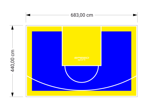 30M2/440X683CM NIEBIESKO-ŻÓŁTE BOISKO DO KOSZYKÓWKI SPEEDSPORT HEXA POWER PRO