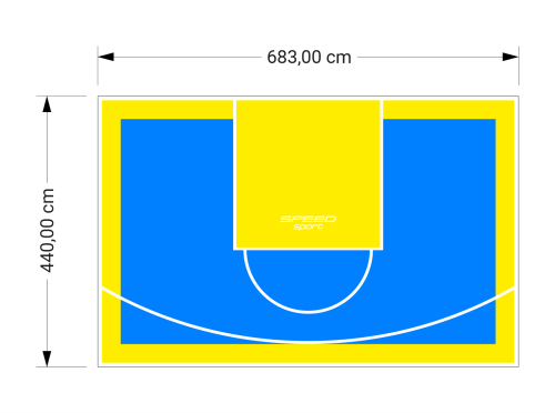 30M2/440X683CM BŁĘKITNO-ŻÓŁTE BOISKO DO KOSZYKÓWKI SPEEDSPORT HEXA POWER PRO