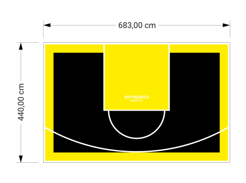 30M2/440X683CM CZARNO-ŻÓŁTE BOISKO DO KOSZYKÓWKI SPEEDSPORT HEXA POWER PRO