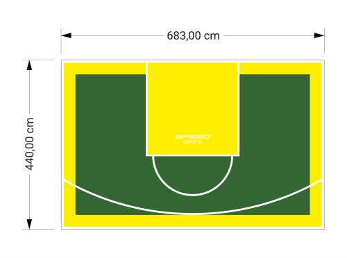 30M2/440X683CM ZIELONO-ŻÓŁTE BOISKO DO KOSZYKÓWKI SPEEDSPORT HEXA POWER PRO