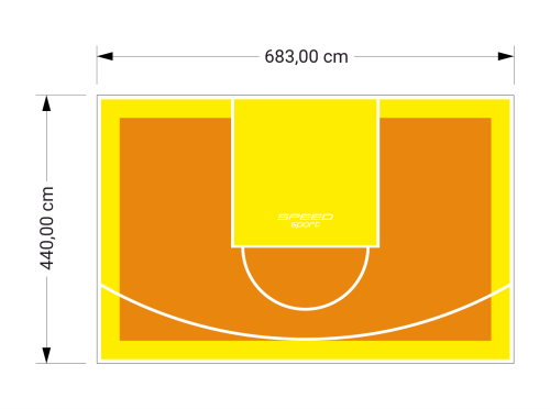 30M2/440X683CM POMARAŃCZOWO-ŻÓŁTE BOISKO DO KOSZYKÓWKI SPEEDSPORT HEXA POWER PRO