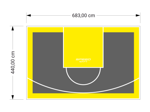 30M2/440X683CM GRAFITOWO-ŻÓŁTE BOISKO DO KOSZYKÓWKI SPEEDSPORT HEXA POWER PRO