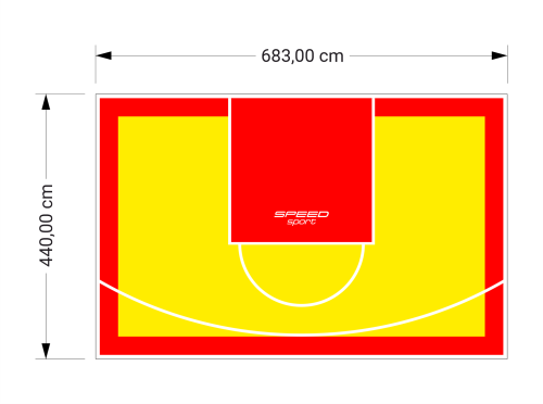 30M2/440X683CM ŻÓŁTO-CZERWONE BOISKO DO KOSZYKÓWKI SPEEDSPORT HEXA POWER PRO