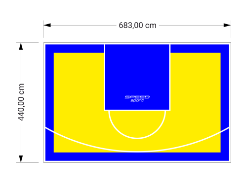 30M2/440X683CM ŻÓŁTO-NIEBIESKIE BOISKO DO KOSZYKÓWKI SPEEDSPORT HEXA POWER PRO