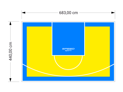 30M2/440X683CM ŻÓŁTO-BŁĘKITNE BOISKO DO KOSZYKÓWKI SPEEDSPORT HEXA POWER PRO