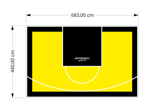 30M2/440X683CM ŻÓŁTO-CZARNE BOISKO DO KOSZYKÓWKI SPEEDSPORT HEXA POWER PRO