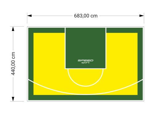 30M2/440X683CM ŻÓŁTO-ZIELONE BOISKO DO KOSZYKÓWKI SPEEDSPORT HEXA POWER PRO