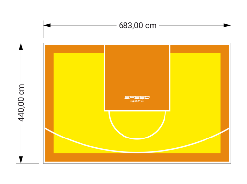 30M2/440X683CM ŻÓŁTO-POMARAŃCZOWE BOISKO DO KOSZYKÓWKI SPEEDSPORT HEXA POWER PRO