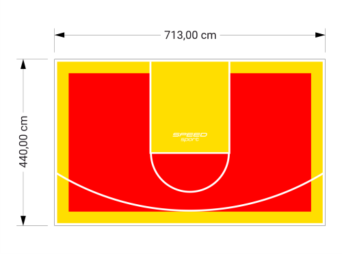 31M2/440X713CM CZERWONO-ŻÓŁTE BOISKO DO KOSZYKÓWKI SPEEDSPORT HEXA POWER PRO