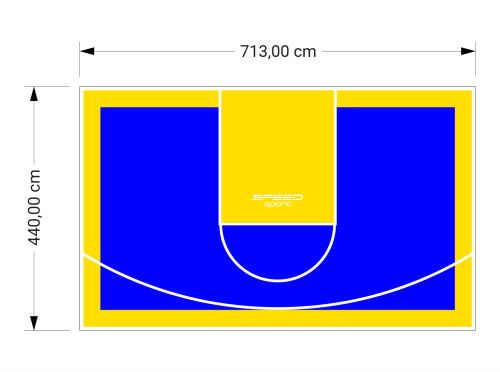 31M2/440X713CM NIEBIESKO-ŻÓŁTE BOISKO DO KOSZYKÓWKI SPEEDSPORT HEXA POWER PRO