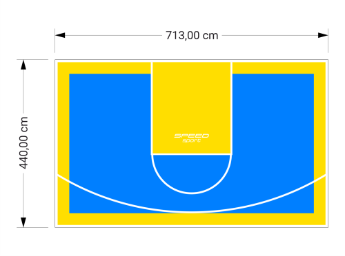 31M2/440X713CM BŁĘKITNO-ŻÓŁTE BOISKO DO KOSZYKÓWKI SPEEDSPORT HEXA POWER PRO