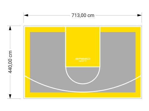 31M2/440X713CM SZARO-ŻÓŁTE BOISKO DO KOSZYKÓWKI SPEEDSPORT HEXA POWER PRO