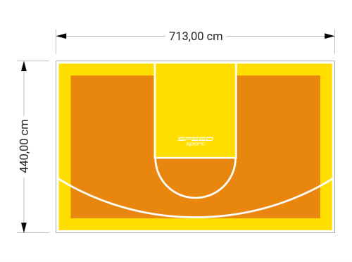 31M2/440X713CM POMARAŃCZOWO-ŻÓŁTE BOISKO DO KOSZYKÓWKI SPEEDSPORT HEXA POWER PRO