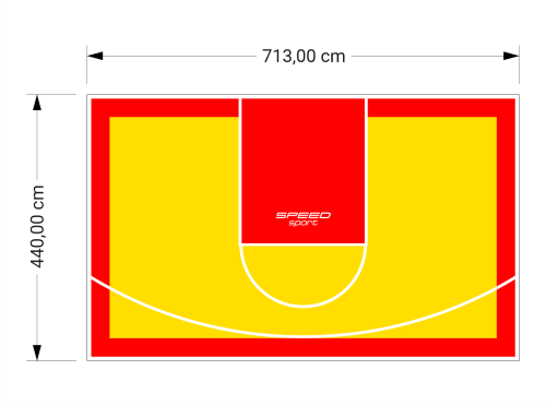 31M2/440X713CM ŻÓŁTO-CZERWONE BOISKO DO KOSZYKÓWKI SPEEDSPORT HEXA POWER PRO