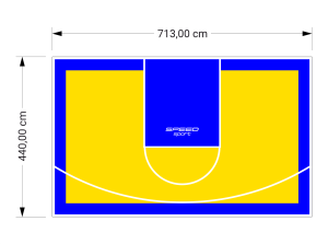 31M2/440X713CM ŻÓŁTO-NIEBIESKIE BOISKO DO KOSZYKÓWKI SPEEDSPORT HEXA POWER PRO