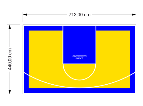 31M2/440X713CM ŻÓŁTO-NIEBIESKIE BOISKO DO KOSZYKÓWKI SPEEDSPORT HEXA POWER PRO