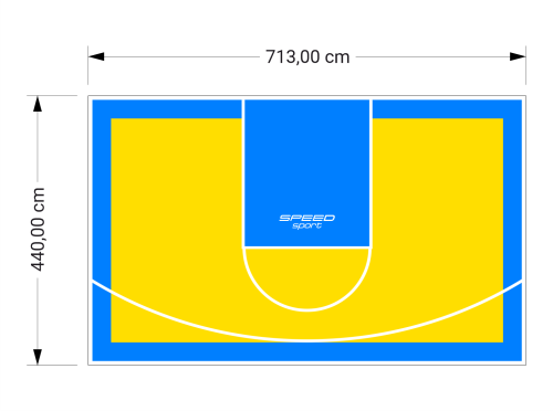 31M2/440X713CM ŻÓŁTO-BŁĘKITNE BOISKO DO KOSZYKÓWKI SPEEDSPORT HEXA POWER PRO