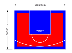 33M2/500X652CM CZERWONO-NIEBIESKIE BOISKO DO KOSZYKÓWKI SPEEDSPORT HEXA POWER PRO