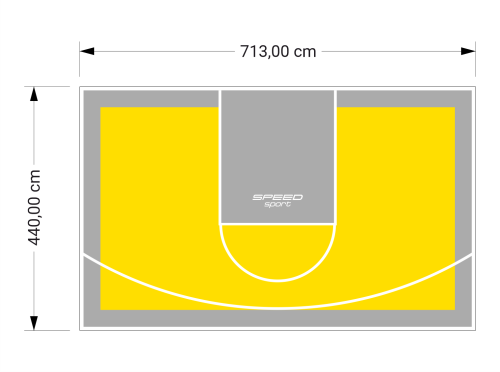 31M2/440X713CM ŻÓŁTO-SZARE BOISKO DO KOSZYKÓWKI SPEEDSPORT HEXA POWER PRO