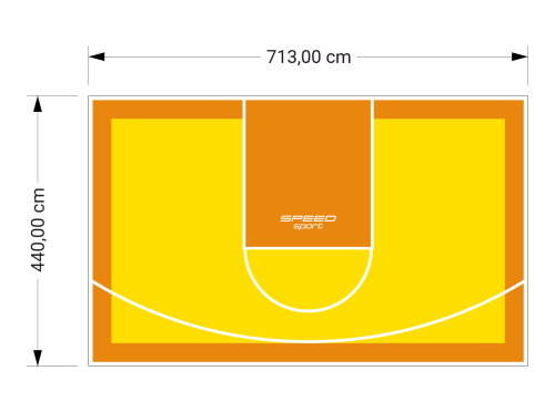 31M2/440X713CM ŻÓŁTO-POMARAŃCZOWE BOISKO DO KOSZYKÓWKI SPEEDSPORT HEXA POWER PRO