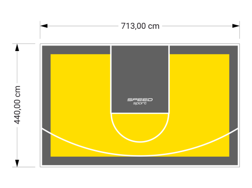 31M2/440X713CM ŻÓŁTO-GRAFITOWE BOISKO DO KOSZYKÓWKI SPEEDSPORT HEXA POWER PRO
