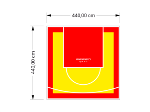 19M2/440X440CM ŻÓŁTO-CZERWONE BOISKO DO KOSZYKÓWKI SPEEDSPORT HEXA POWER PRO