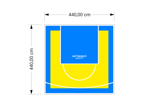 19M2/440X440CM ŻÓŁTO-BŁĘKITNE BOISKO DO KOSZYKÓWKI SPEEDSPORT HEXA POWER PRO